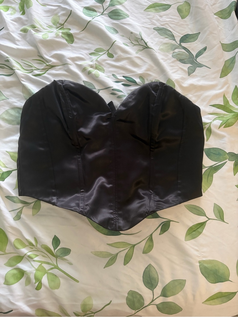 Strapless Black Satin Bustier Corset Top
